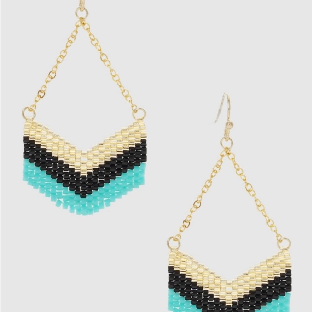 NWT - Beaded Chevron Dangle Earrings